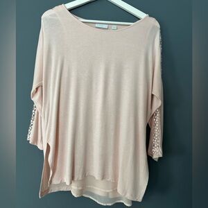 New York and Company Blush Pink 3/4 Sleeve Scoop Neck Blouse Size Medium